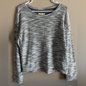 Hollister Black, White & Silver Knit Long Sleeve Sweater, Size Large